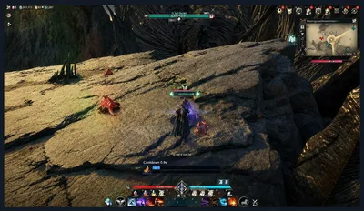 Aion 2 Cheats menu with Visuals, Aimbot and Misc tabs open over a faction combat scene